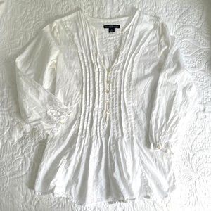 Gap White  Cotton Pin-tuck Blouse